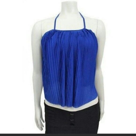 KIMCHI Blue Pleated Accordion Crop Top - Picture 2 of 8